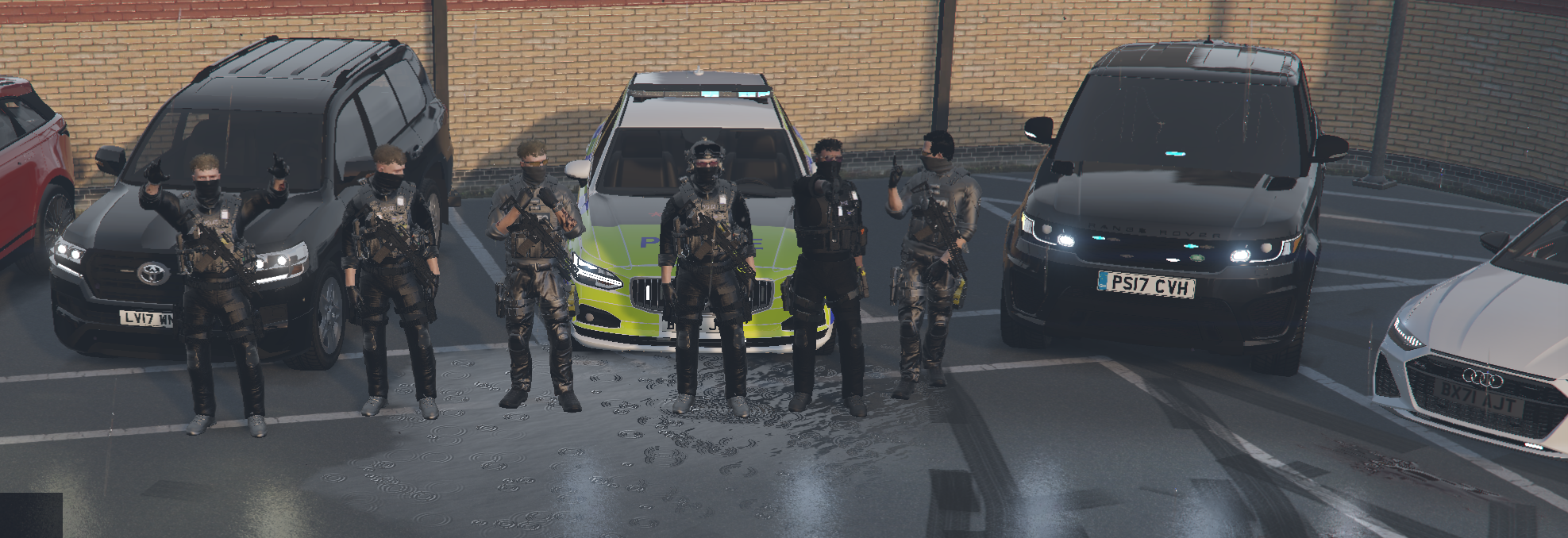 Image of AFO officers stood Infront of police cars